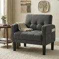 LAZZO Accent Chair, Comfy Single Fabric Sofa Armchair with Side Pockets for Living Room and Office, Dark Gray