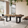 LAZZO Farmhouse Rustic Extendable Dining Table, 71"-87" Rectangular Wooden Kitchen Table for 6-10, Brown