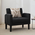 LAZZO Accent Chair, Mid-Century Modern Leather Tufted Armchairs for Living Room and Office, Black
