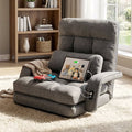 LAZZO Floor Gaming Chair with USB Charging Ports, Folding Lounge Chair with Armrests and 5-Position Adjustable Backrest, Gray