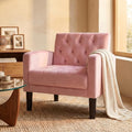 LAZZO Accent Chair, Mid-Century Modern Velvet Tufted Armchairs for Living Room and Office, Pink