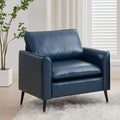 LAZZO Faux Leather Accent Chair, Comfy Armchair for Reading Living Room Bedroom and Office, Blue
