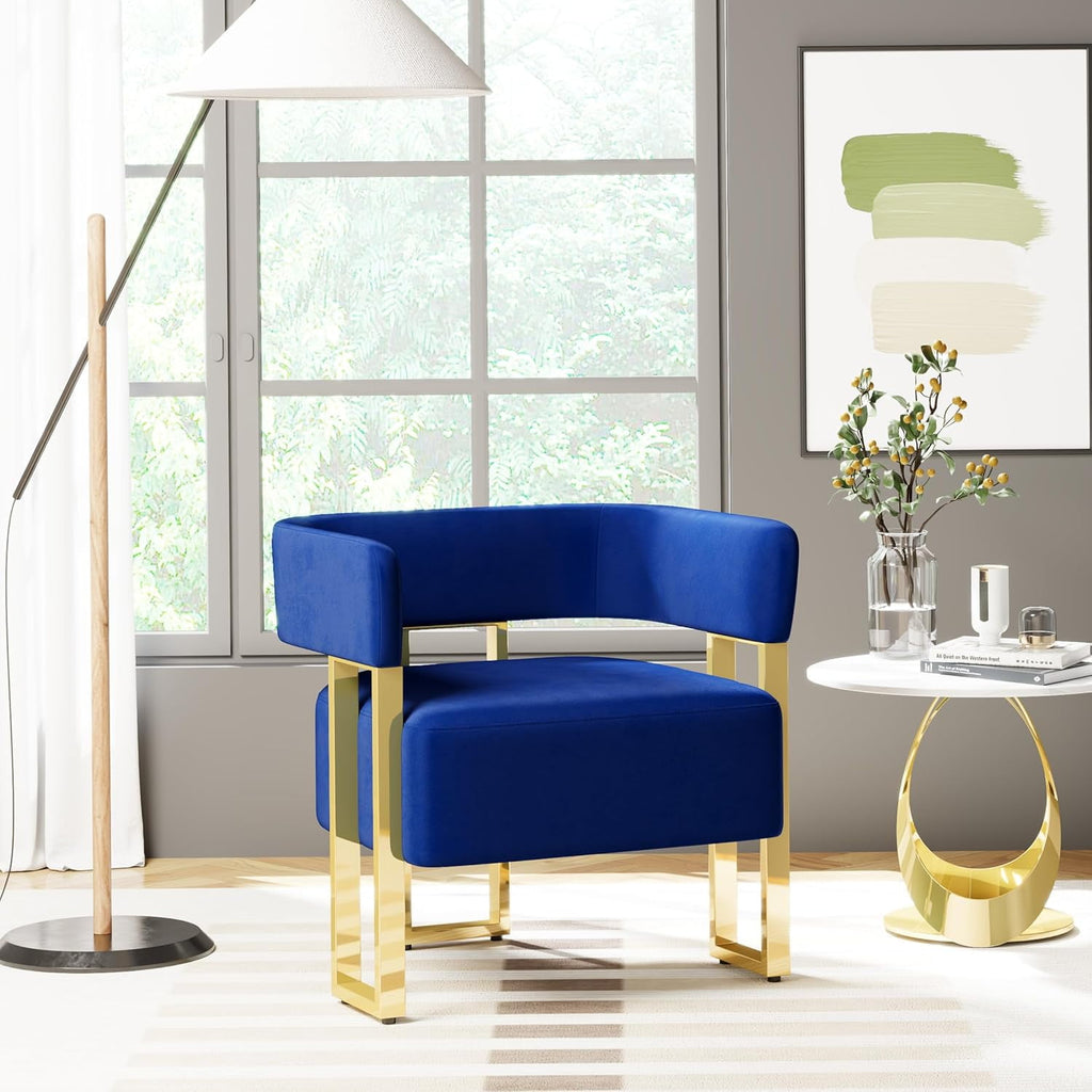 LAZZO Modern Accent Chair, Comfy Upholstered Reading Armchair for Living Room and Bedroom, Blue
