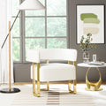 LAZZO Modern Accent Chair, Comfy Upholstered Reading Armchair for Living Room and Bedroom, White