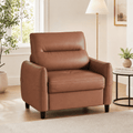 LAZZO Oversized Accent Chair, Modern Upholstered Leather Deep Seat Armchair for Office and Living Room, Brown