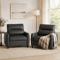 LAZZO Oversized Accent Chair Set of 2, Modern Upholstered Leather Deep Seat Armchair for Office and Living Room, Black