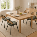 LAZZO Rattan Dining Chairs Set of 4, Mid-Century Modern Kitchen Chairs with Faux Leather Cushions and Metal Legs for Dining Room, Green