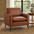 TYBOATLE Faux Leather Accent Chair, Office Armchairs with Metal Legs (Warm Brown, 1)