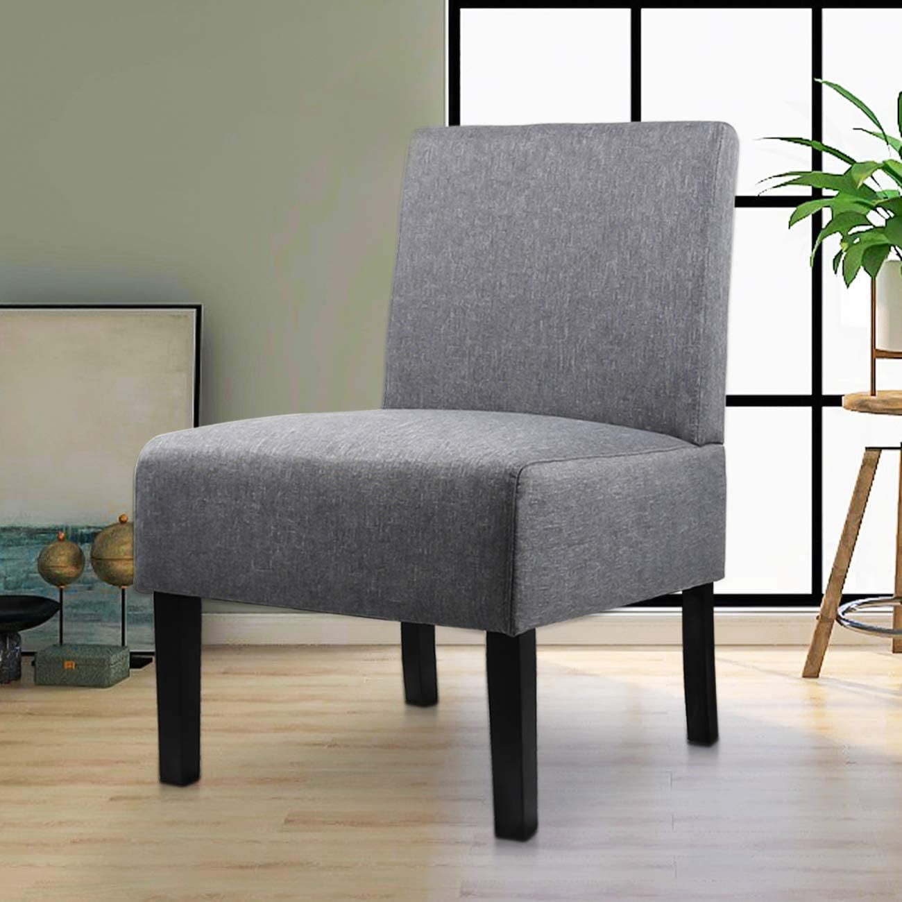 AODAILIHB Fabric Armless Dining Chairs, Upholstered Accent Reading Chair with Pillow for Living Room, Office