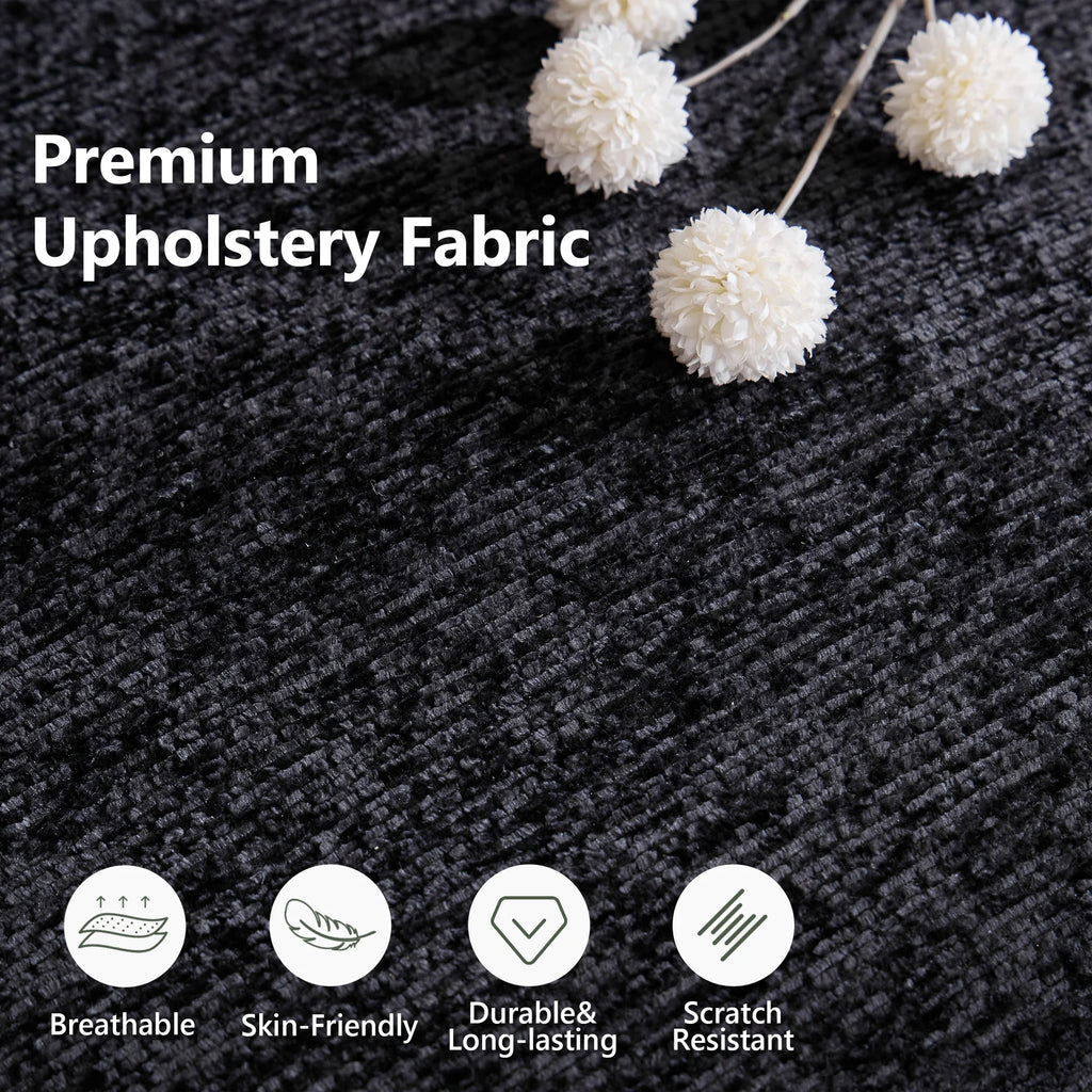 LAZZO 146" U-Shaped Cloud Sectional Sofa, Boneless Modular Couch with Ottoman & Memory Foam, Oversized Comfy Sofa for Living Room, Black