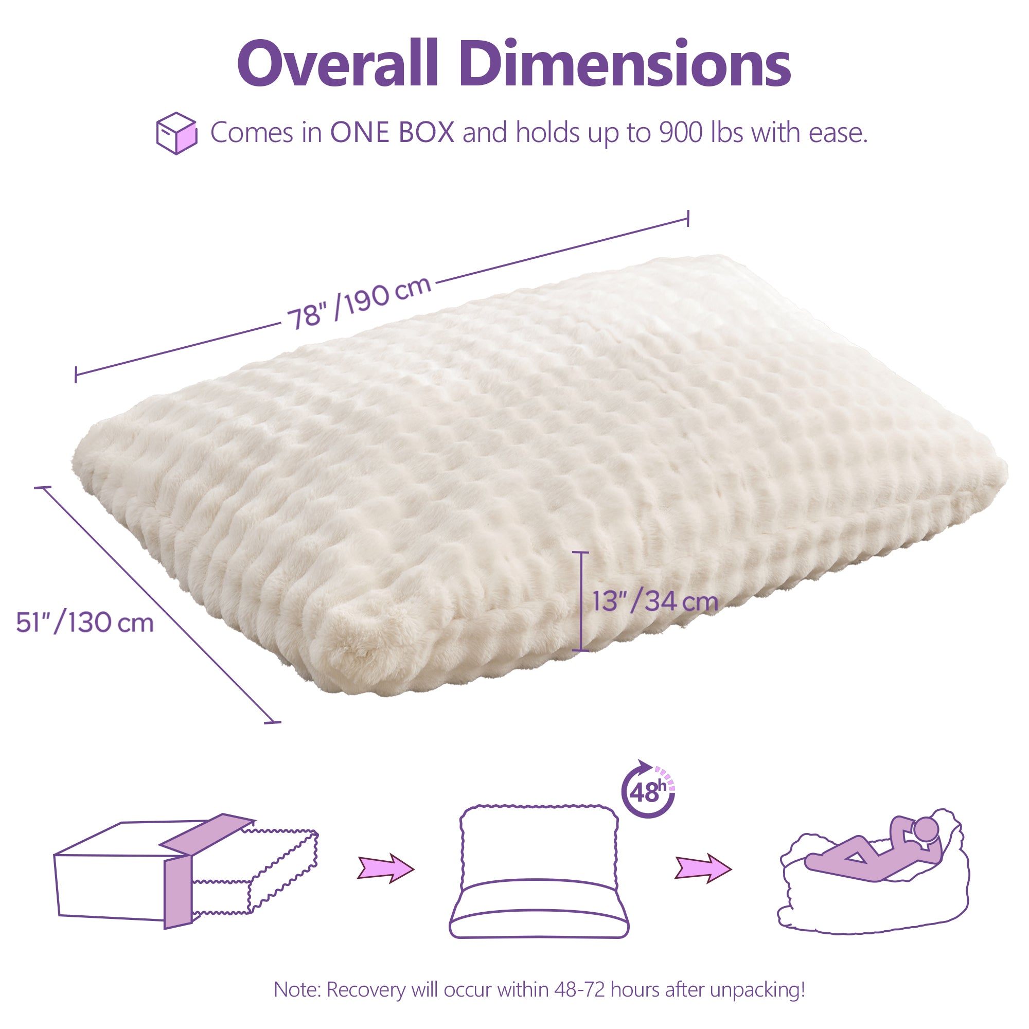 TYBOATLE 3 in 1 Giant Bean Bag Chair for Adults, Plush Fluffy Bean Bag Couch w/High-Density Memory Foam Filling, Convertible Floor Sofa to Mattress for Dorm, Apartment, Bedroom (Beige)