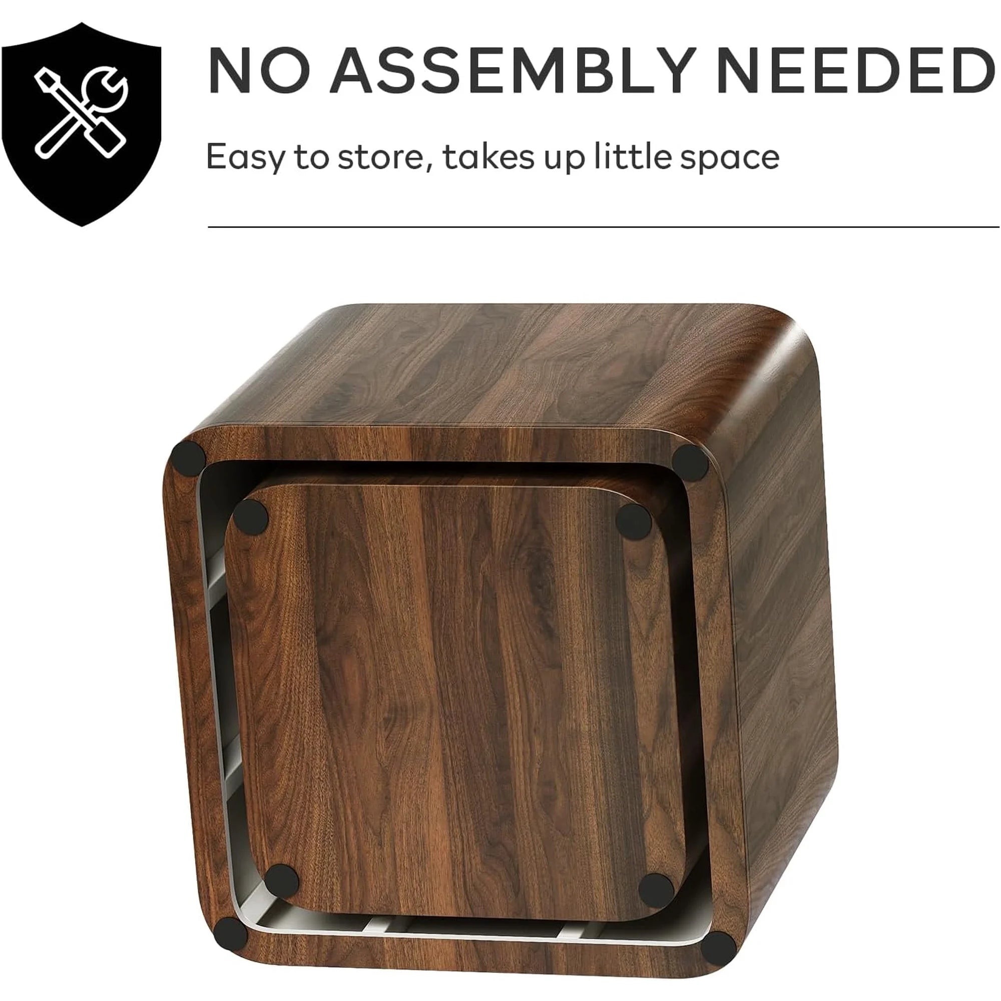 LAZZO Nesting Coffee Table Set of 2, Modern Wooden Coffee Table & End Table, Small Side Tables for Living Room, Bedroom & Apartment, Brown